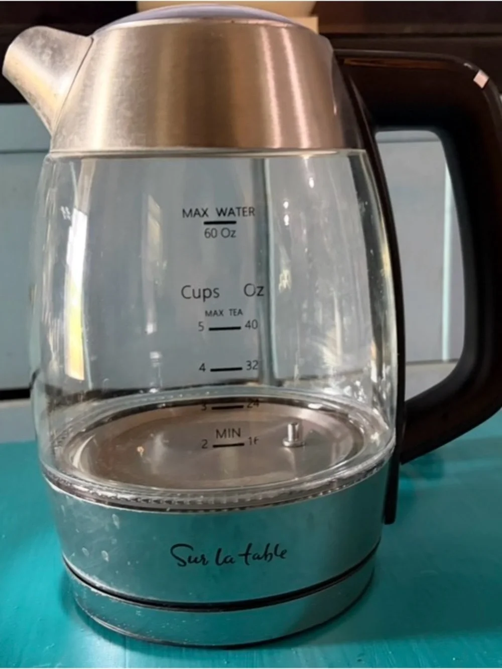 Sur La Table Glass Electric Kettle with Stainless and Black Handle